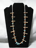 Expressive Vintage Native American Zuni Turquoise Sterling Silver Necklace Old-Nativo Arts