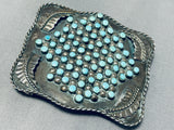 The Most Unique Ever Vintage Native American Navajo Turquoise Snake Eyes Sterling Silver Buckle-Nativo Arts