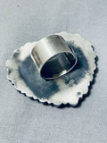 Gorgeous Native American Navajo Honeybee Coral Sterling Silver Huge Heart Ring-Nativo Arts
