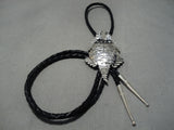 Exceptional Vintage Native American Navajo Hand Carved 3d Horny Toad Sterling Silver Bolo Tie-Nativo Arts