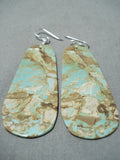 Native American One Of The Biggest Santo Domingo #8 Turquoise Sterling Silver Earrings-Nativo Arts