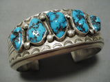 Important Vintage Native American Navajo Kee Joe Benally Turquoise Sterling Silver Bracelet Old-Nativo Arts
