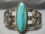 Very Rare Early 1900's Vintage Native American Navajo Hachita Turquoise Sterling Silver Bracelet-Nativo Arts