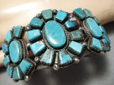 Best Vintage Native American Navajo Squared Turquoise Satellite Sterling Silver Bracelet Old-Nativo Arts