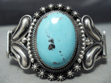 Advanced Work Vintage Native American Navajo Domed Turquoise Sterling Silver Bracelet Cuff-Nativo Arts