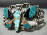 Finest Early Vintage Native American Zuni Turquoise Sterling Silver Butterfly Bracelet-Nativo Arts