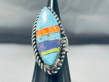 Sensational Vintage Native American Navajo Turquoise Gaspeite Sterling Silver Ring-Nativo Arts