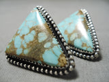 Fabulous Vintage Native American Navajo #8 Turquoise Mine Sterling Silver Earrings Old-Nativo Arts