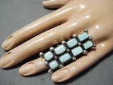 Superb San Felipe 8 Turquoise Squares Sterling Silver Ring Native American-Nativo Arts