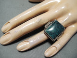 Marvelous Vintage Native American Navajo Green Spiderweb Sterling Silver Ring-Nativo Arts