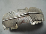 Extremely Detailed Vintage Native American Navajo Sterling Silver Feather Bracelet-Nativo Arts