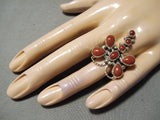 Incredible Zuni Coral Sterling Silver Butterfly Ring Native American-Nativo Arts