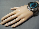 Mind Blowing Vintage Native American Navajo Morenci Turquoise Sterling Silver Bracelet-Nativo Arts