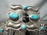 Important Vintage Native American Navajo Turquoise Sterling Silver Authentic Concho Belt-Nativo Arts