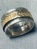 Signed Sensational Vintage Native American Navajo Sterling Silver & 14k Gold Ring-Nativo Arts