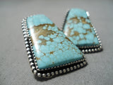 Impressive Native American Navajo #8 Turquoise Sterling Silver Earrings-Nativo Arts