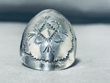 Impressive Native American Navajo Sterling Silver Concho Ring-Nativo Arts