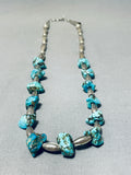 Astounding Vintage Native American Navajo Kingman Turquoise Sterling Silver Necklace-Nativo Arts