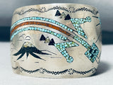 Sacred Mountain Vintage Native American Navajo Turquoise Sterling Silver Inlay Bracelet-Nativo Arts