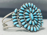 Henry Baca Vintage Native American Navajo Turquoise Sun Sterling Silver Bracelet-Nativo Arts