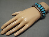 Dean Brown Natural Turquoise Vintage Native American Navajo Sterling Silver Bracelet Old-Nativo Arts