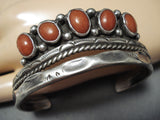 Unique Vintage Native American Navajo Coral Sterling Silver Bracelet Signed-Nativo Arts