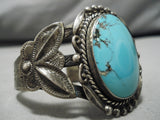 Early 1900's Vintage Native American Navajo Domed Turquoise Sterling Silver Bracelet Old-Nativo Arts