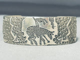Completely Hand Carved Vintage Native American Navajo Sterling Silver Bracelet-Nativo Arts