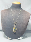 Important Gold Brown Stone Native American Navajo Sterling Silver Necklace-Nativo Arts