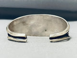 Ornate Vintage Native American Hopi 3 Carlin Turquoise Sterling Silver Bracelet-Nativo Arts
