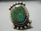 Important Vintage Native American Navajo Damale Turquoise Sterling Silver Ring-Nativo Arts