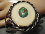 Striking Vintage Native American Navajo Domed Royston Turquoise Sterling Silver Bracelet Cuff-Nativo Arts