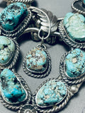191 Gram Vintage Native American Navajo Turquoise Sterling Silver Squash Blossom Necklace-Nativo Arts