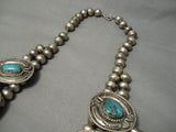 One Of The Best Vintage Native American Navajo Turquoise Sterling Silver Squash Blossom Necklace-Nativo Arts