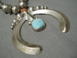One Of Best Vintage Native American Navajo Tubule Sterling Silver Turquoise Coral Necklace-Nativo Arts