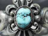 Thick Vintage Native American Navajo Carico Lake Turquoise Sterling Silver Bracelet Cuff-Nativo Arts
