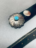 Spectacular Vintage Native American Navajo Old Kingman Turquoise Sterling Silver Concho Belt-Nativo Arts