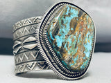 218 Grams Internal Stamp Native American Navajo Turquoise Sterling Silver Bracelet-Nativo Arts