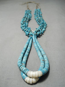Incredible Vintage Navajo Turquoise Heishi White Shell Necklace & Jacla Native American-Nativo Arts