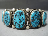 Tremendous Vintage Native American Navajo Blue Turquoise Sterling Silver Bracelet Cuff-Nativo Arts