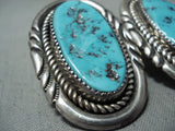 Justin Wilson Vintage Native American Navajo Sleeping Beauty Turquoise Sterling Silver Earrings-Nativo Arts