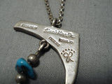 Important Vintage Native American Navajo Eagle Jimmie King Jr Turquoise Sterling Silver Necklace-Nativo Arts