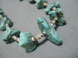 Marvelous Vintage Native American Navajo Graduating Turquoise Nugget Sterling Silver Necklace-Nativo Arts