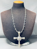 Authentic Heavy Ben Begaye (d) Vintage Native American Navajo Sterling Silver Cross Necklace-Nativo Arts