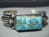 Albert Jake Vintage Native American Navajo Kingman High Grade Turquoise Sterling Silver Bracelet-Nativo Arts