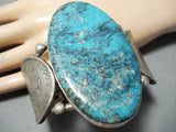 Huge Coin San Felipe Old Kingman Turquoise Sterling Silver Dollar Bracelet-Nativo Arts