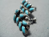 Beautiful Vintage Native American Navajo Turquoise Leaf Sterling Silver Earrings-Nativo Arts