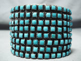 Best Vintage Native American Zuni Turquoise Square Sterling Silver Bracelet-Nativo Arts