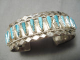 Rare Teardrop Blue Diamond Vintage Turquoise Sterling Silver Native American Navajo Bracelet-Nativo Arts