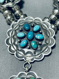 Flower Turquoise Concho Native American Navajo Sterling Silver Necklace-Nativo Arts